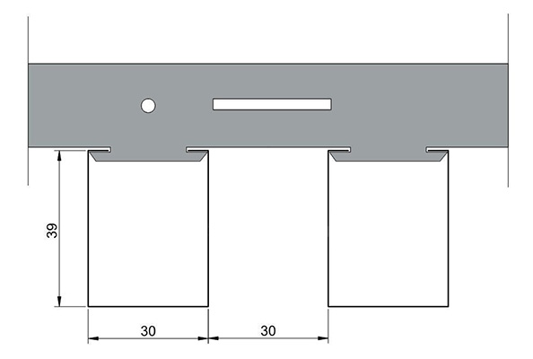 Кубообразный реечный потолок 39x30x39 шаг 30 мм RAL