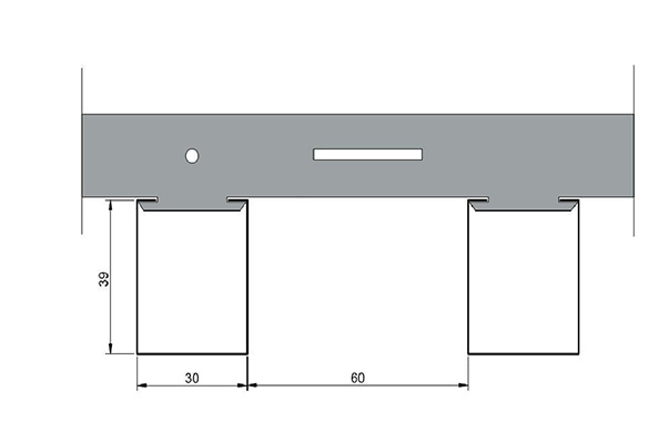 Кубообразный реечный потолок 39x30x39 шаг 60 мм металлик