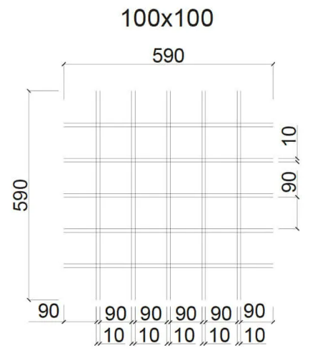 ГРИЛЬЯТО СТАНДАРТНЫЙ ячейка 100х100 мм высота 40 мм БЕЛЫЙ